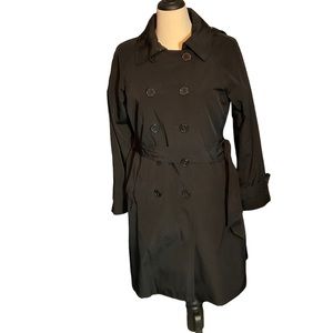London Fog Womens Black Lined Hooded Trench Coat NEW